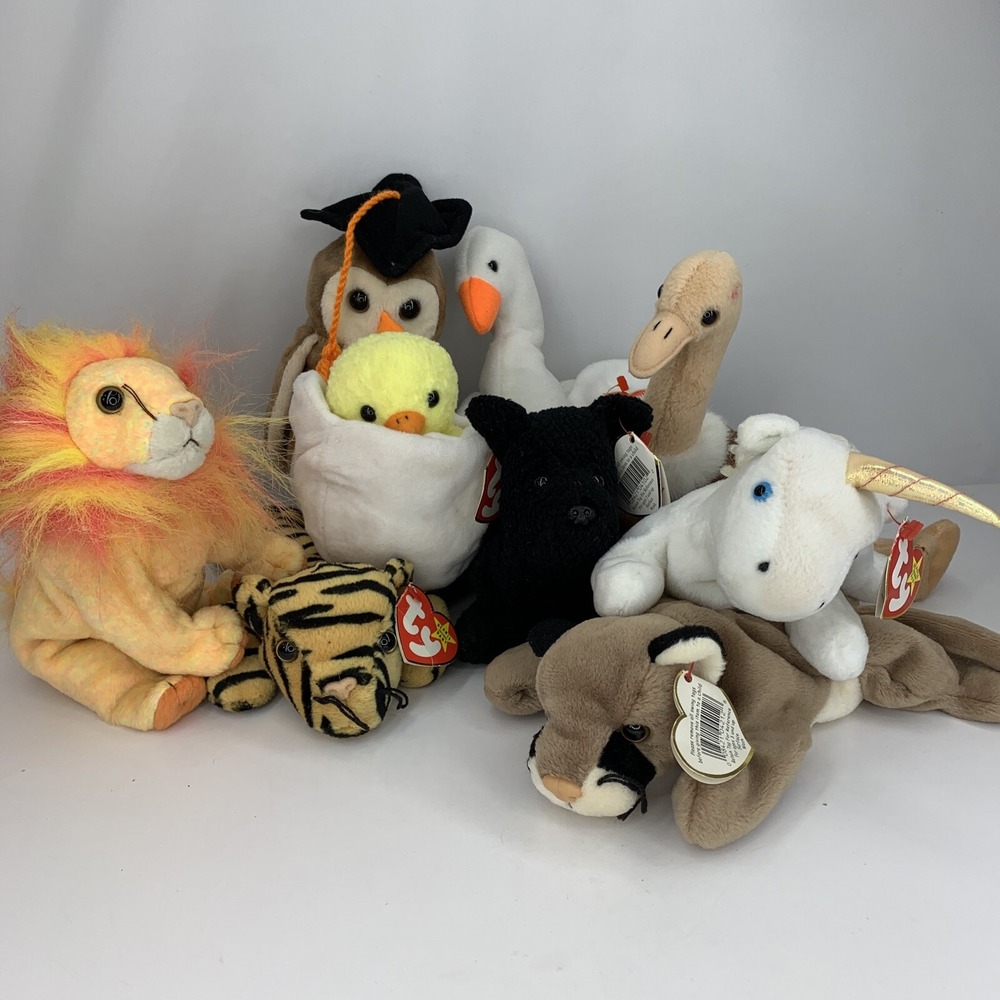 Ty Beanie Baby Lot Qty 9 *No Tag/Damaged Tag/Stained* Canyon Stripes Bushy